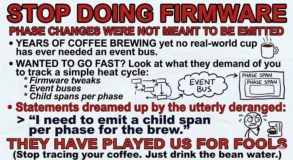 STOP DOING FIRMWARE meme: phase changes were not meant to be emitted; statements dreamed up by the utterly deranged, "I need to emit a child span per phase for the brew"